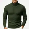 Suéter Masculino Outono/Inverno 2026 Gola Alta Manga Longa Malha Tricô Transfronteiriço Europeu e Americano Cor Lisa Quente Malha Trançada Camada Base Tricô