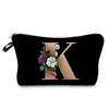 2022 Nueva Moda Creativa Bolsa de Almacenamiento Portátil Bolsa de Lavar para Set Bolsa Cosmética con Estampado de Letras Negro Dorado