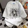 Camiseta de Manga Corta con Estampado de Personaje de Dibujo Estilo Universitario de Nicho para Hombres y Mujeres, Nuevo Estilo de Verano Tendencia Holgada Top Ins