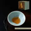 Xícara de Chá de Porcelana Ru, Xícara Mestra, Xícara Individual para Degustação de Chá, Conjunto de Chá Cerâmico para Uso Pessoal, Xícara Criativa em Forma de Cabaça para Uso Doméstico