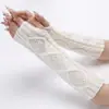 G-5 Transfronterizos Otoño e Invierno Nuevos Guantes sin Dedos de Lana Cálida con Forma de Diamante para Hombres y Mujeres Manguitos de Punto de Longitud Media para la Muñeca