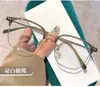 2026 Alta Qualidade Novo Estilo Linha da Sobrancelha Meia Armação Óculos Anti Luz Azul para Miopia Armação de Óculos Quadrada de Metal da Moda para Mulheres D