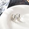 Pendientes de Aro Grandes de Superficie Lisa Estilo Europeo y Americano con Circonita Marquesa, Incrustación de Circonita de Alta Resistencia, Pendientes Curvos para Mujer, Venta al por Mayor de Joyería