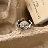 Anillo Cuadrado Sonriente Retro Desgastado de Diseño de Nicho para Mujer Sentido del Diseño Elegante Versátil Anillo Abierto para Dedo Índice