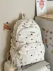 Mochila escolar para alunas do ensino fundamental II, mochila decorativa com renda para meninas, bolsa casual leve de ombro duplo, protetora da coluna e redutora de carga
