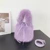 2023 nuevo estilo bolso cubo portátil de pelo sintético de zorro correa peluda bolso bandolera color macarrón dulce simple