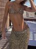 Traje de baño de Triángulo Dividido Estilo Europeo y Americano, Bikini Sexy con Estampado de Leopardo para Mujer, Push-Up para Pecho Pequeño, de Cintura Baja con Cordones, Conjunto de Tres Piezas para Mujer
