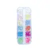 Sinfonía de Arte para Uñas Set de Perlas Sirena Decoración Caja Rectangular de 12 Compartimentos Color Caramelo Semirrectángulo Fondo Plano Diamante Accesorios