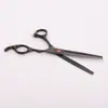 Tesoura Reta para Cabelo de Animal de Estimação para Cima e para Baixo Curva 6,5 polegadas Preto 7 polegadas Conjunto de Tesouras de Aço Inoxidável para Animais de Estimação