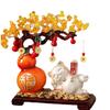 Vaca lechera de cristal amarillo adornos de fruta roja árbol de la fortuna pequeño fortuna árbol de la fortuna creativo mueble de vino accesorios de decoración del hogar sala de estar mueble de TV