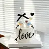 Decoración de pastel para el Día de San Valentín chino, adornos de perrito y gatito para teléfono, topper de lazo de acrílico con cinta de amor