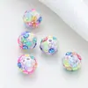 Nueva resina de flor de hielo se puede usar cuentas de agujero recto joyería diy bola de diamante color AB cuentas redondas resina semiacabada al por mayor