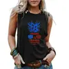 E-commerce Transfronteiriço da Amazon Nova Camiseta Feminina Sem Manga Estampada Tamanho Grande Camiseta para Mulheres