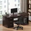 Escritorio de oficina, escritorio ejecutivo, diseño simple y moderno, con cerradura, juego de escritorio y silla de oficina, estación de trabajo con múltiples cajones
