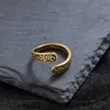 Nuevo Anillo Tejido con Patrón de Hierba Tang Dorado Antiguo en Relieve Estilo Chino para Mujer, Anillo Abierto Minimalista Retro para Dedo Índice de Moda con Personalidad