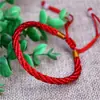 Estilo Étnico Vintage Tejido a Mano Cuerda de Cuero Rojo Negro Pulsera Roja de Cuerda para Pareja Línea de Guirnaldas del Año de Vida