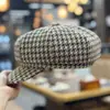 Gorra Octagonal de Espiga Estilo Coreano para Mujer, Sombrero de Artista Británico Retro Versátil y de Moda para Otoño e Invierno, Boina Versátil y de Moda