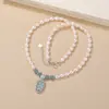 Yi Lu Yin Prata Esterlina S925 Banhado a Ouro Pérola Natural de Água Doce Folha de Jade Colar Presente de Dia das Mães para Mãe Conjunto com Corrente de Prata