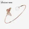 Pulseira Pequena Borboleta Fresca Adota Elementos Swarovski Pulseira de Cristal Claro Moda Feminina Pulseira Aberta