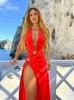 Traje de Baño Dividido Transfronterizo Europeo Sexy Belleza Vestido Dividido para Mujer Halter Sexy Espalda Descubierta Vestido Largo Bikini de Verano