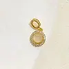 Pingente de Anel Banhado a Ouro 14K Banhado a Cobre com Inlay de Ágata Calcedônia Rosa Gelo Ametista Acessórios DIY Pérola Cristal