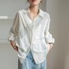 Camisa Sexy Roja de Manga Larga Ropa de Otoño para Mujer 2024 Nueva Camisa Elegante con Cuello Polo Versátil Ropa de Trabajo Top a la Moda