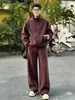Nova coleção outono e inverno: conjunto casual de fleece dupla face de peso pesado para homens, apresentando estilo relaxado, aquecimento, conforto e peças externas versáteis e calças compridas