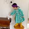 Falda para niña de Corea del Sur primavera y otoño nueva falda para niña flor tridimensional Cuadros vestido de niña estilo coreano vestido de bebé