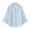 Comercio Exterior Al Por Mayor Verano Nuevo Estilo Europeo y Americano Mezclilla Manga Ancha Cuello en V Elegante Camisa 8741054