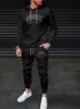 Nuevo Producto 2024 Los Los Angeles Estampado de Letras Mismo Color Sudadera y Pantalón de Chándal Conjunto para Hombre Otoño e Invierno Sudadera con Capucha de Terciopelo