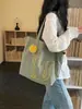 Bolso de lona bordado de gato original, simple y versátil, nuevo estilo coreano ins de gran capacidad para el día a día, de algodón puro, para llevar al hombro