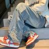 Jeans Japoneses para Hombre con Bolsillos Tri-Dimensionales Dobles Primavera Nuevo Retro Lavado Antiguo Agua Bordado Pantalones de Moda para Hombre