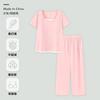 Pijama de seda gelada feminino primavera e verão, fino, de alta qualidade, manga curta, falso, duas peças, roupa de casa, calça com linha, terno ao vivo