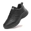 Tênis Primavera e Outono Feminino Superfície de Couro Impermeável Solado Macio Leve Preto Puro Sapatos de Trabalho Tamanho Grande Preto Total