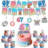 Seis Siete67 Set de Fiesta de Cumpleaños de Donas y Helados Pancarta de Cumpleaños Colgante de Bandera Espiral Decoración