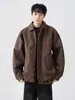 Chaqueta de cuero estilo callejero americano para hombre, nueva colección 2026, corte limpio, marca de moda Medela, chaqueta de motociclista casual holgada