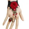 Pulsera de Rosa para Mujer de Halloween Estilo Steampunk Pulsera de Encaje Vampiro Negro Disfraz de Cosplay