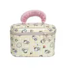 Bolsa de Maquiagem Xadrez da Gatinha KT Fofa para Mulheres, Bolsa de Armazenamento Portátil de Grande Capacidade com Alça, Necessaire de Viagem Fofa Estilo Menina