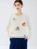 Nuevo Suéter de Cachemira para Mujer Otoño/Invierno, Cuello Redondo, Tejido Holgado, Patrón de Calabaza de Dibujos Animados, Top Versátil