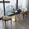 Juego de Mesa y Sillas de Comedor de Pizarra de Lujo Nórdico para Apartamentos Pequeños, Mesa de Recepción Moderna para Tiendas de Té con Leche, Mesa Redonda Pequeña de Ocio para Balcón