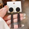 Agulha de prata Círculo de cristal Corrente Borla Brincos Hong Kong estilo Retro All-match Simples Ear Stud Distintivo Elegante Elegante Brincos para Mulheres
