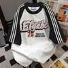 Camiseta de Manga Corta con Estampado de Letras de Marca de Moda, Parche de Tres Rayas, Unisex, Estilo Universitario Verano 2026, Top Versátil
