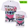 Camiseta de verano para adultos y niños, moderna, con dibujos animados, rígida, con estampado digital 3D, cuello redondo, media manga
