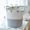 Cesta de Almacenamiento de Hilo de Algodón Estilo Escandinavo Cesta de Almacenamiento para Dormitorio Cesta de Almacenamiento para Ropa, Juguetes, Snacks Caja de Almacenamiento Cesta de Almacenamiento
