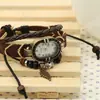 Acessórios de Moda Populares Europeus e Americanos, Pulseira Eletrônica de Couro Vintage, Acessório com Pingente de Folha Unissex