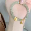 Pulseira de Jade Imitação Flor de Pessegueiro Queimado Contas Redondas Feminina Estilo Maré Nacional ins Nicho Elegante Alto Padrão Luxo Leve Design Pulseira da Moda