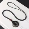 Obsidiana Natural Obsidiana Plateada Hebilla de Seguridad Amuleto Colgante de Fortuna Accesorio Llavero