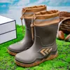 Zapatos impermeables de moda transfronterizos hasta la pantorrilla con cordón elástico, botas de lluvia para hombres, repartidores, ropa para exteriores, pesca, botas de lluvia antideslizantes