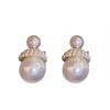 Aretes Ovalados de Perla Francesa de Zirconia con Aguja de Plata Electrochapada en Oro Real Moda Retro Elegante Elegante Elegante Aretes de Lujo Ligero