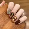 Sombra Leopardo ÁmbarEstampado de Leopardo Melard Vintage Brillo de Pedrería Sensación de Lujo Ligero Gama Alta Blanqueamiento Uñas Portátiles Hechas a Mano